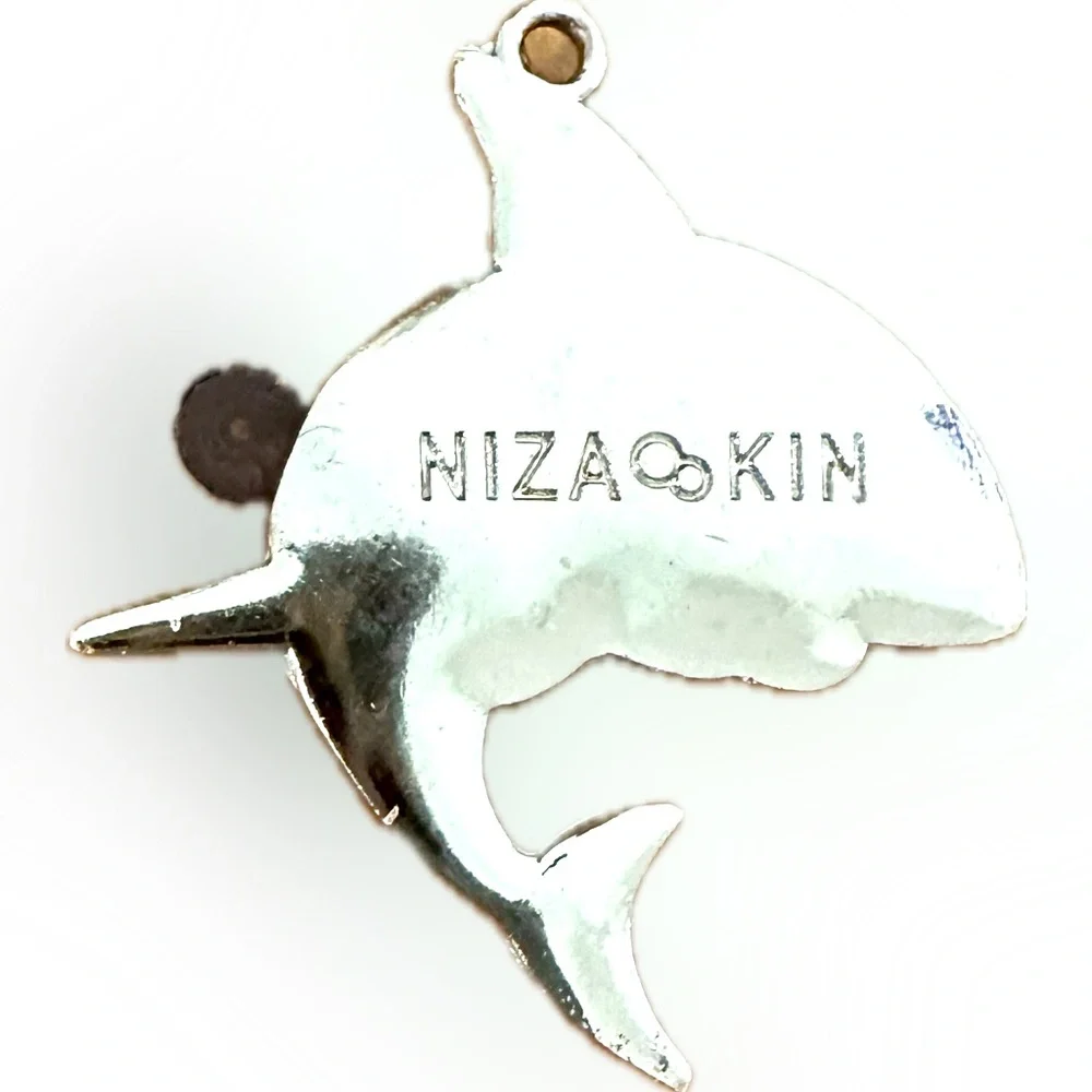 NIZA KIN SHARK PENDANT STAINLESS STEEL 1.5”x 1.5” AQUATIC OCEAN SEA JAWS FISH